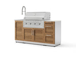 NewAge Outdoor Kitchens Outdoor Grill Island Stainless-Steel Louvered Doors 5-Piece Cabinet Set with Sink, 3 Drawer, Grill Cabinet, Performance Grill and Stainless Steel Countertop - (Liquid Propane) | Garage Giant 