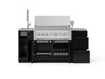 NewAge Outdoor Kitchens Outdoor Grill Island Aluminum 5-Piece Cabinet Set with Sink, 3 Drawer, Grill Cabinet, Platinum Grill and Stainless Steel Countertop 