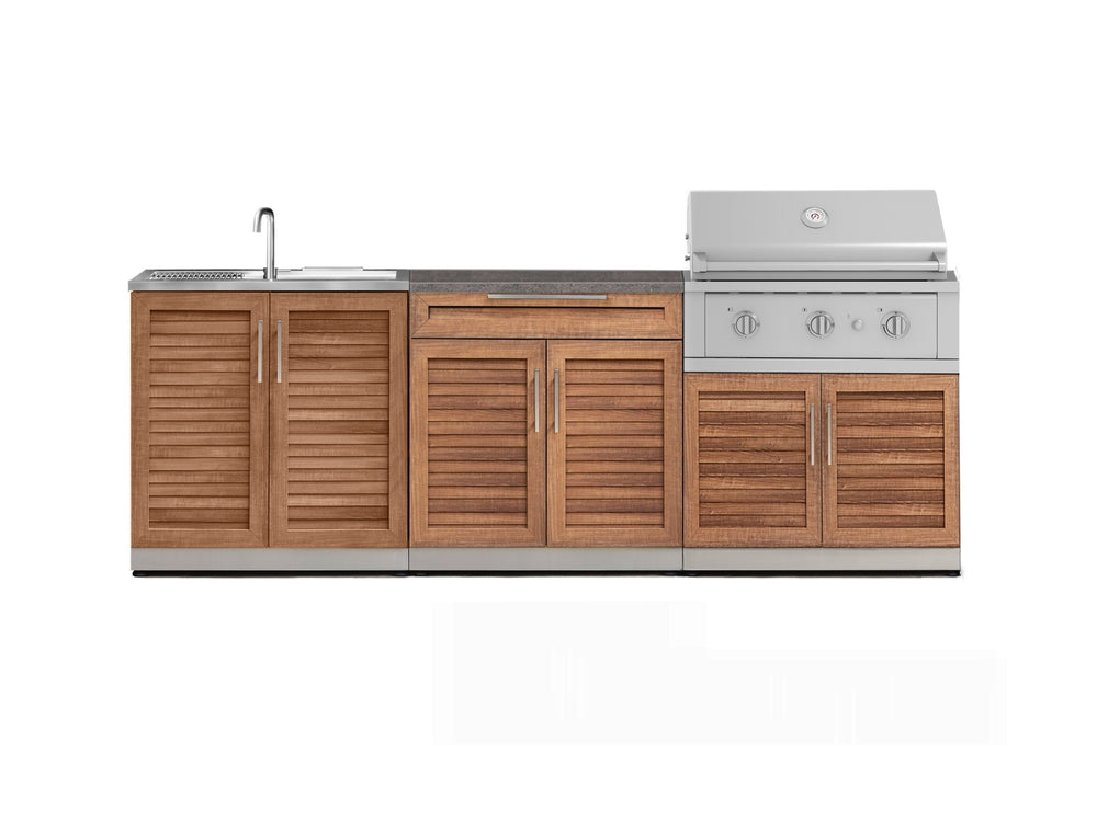 NewAge Outdoor Kitchens Stainless-Steel 5-Piece Cabinet Set with Sink, 2-Door with Drawer, Grill Cabinet, Performance Grill, and Countertop-71601-Garage Giant