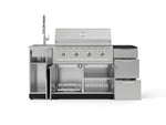 NewAge Outdoor Kitchens Outdoor Grill Island Stainless-Steel 5-Piece Cabinet Set with Sink, 3 Drawer, Grill Cabinet, Performance Grill and Stainless Steel Countertop - (Liquid Propane) 