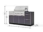 NewAge Outdoor Kitchens Outdoor Grill Island Aluminum 5-Piece Cabinet Set with 3-Drawer, Grill Cabinet, Dual Side Burner and Platinum Grill - (Natural Gas) 