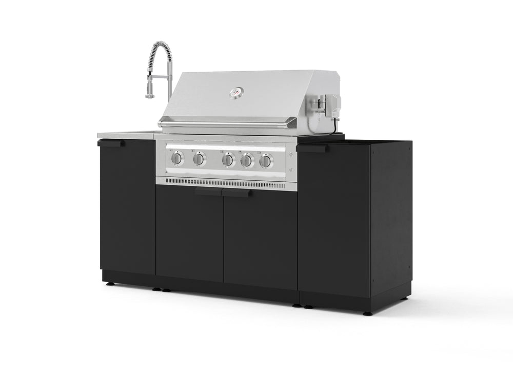 NewAge Outdoor Kitchens Outdoor Grill Island Stainless-Steel 5-Piece Cabinet Set with Sink, 1 Door, Grill Cabinet, Platinum Grill and Stainless Steel Countertop - (Natural Gas) | Garage Giant