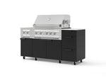 NewAge Outdoor Kitchens Outdoor Grill Island Stainless-Steel 6-Piece Cabinet Set with Casters and 3-Drawer, Grill Cabinet, Platinum Grill, Dual Side Burner and Dekton in Aeris Countertop - (Liquid Propane) | Garage Giant 