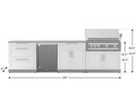 NewAge Outdoor Kitchens Stainless Steel 7-Piece Cabinet Set with 3-Drawer, Bar, Grill Cabinet, Platinum Grill, Countertop, and Stainless Steel Door Fridge-71427-Garage Giant 