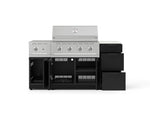 NewAge Outdoor Kitchens Outdoor Grill Island Stainless-Steel 6-Piece Cabinet Set with 3-Drawer, Grill Cabinet, Performance Grill, Side Burner and Dekton in Aeris Countertop - (Natural Gas) 