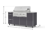 NewAge Outdoor Kitchens Outdoor Grill Island Aluminum 6-Piece Cabinet Set with Casters 1 Door, 3 Drawer, Grill Cabinet, Platinum Grill, Countertops-74913-Garage Giant 