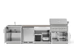 NewAge Outdoor Kitchens Stainless Steel 6-Piece Cabinet Set with Sink, Bar, Grill Cabinet, Platinum Grill, Countertop and Stainless Steel Door Fridge-73837-Garage Giant 