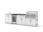 NewAge Outdoor Kitchens Stainless Steel 6-Piece Cabinet Set with Sink, Bar, Grill Cabinet, Performance Grill, Countertop and Glass Door Fridge-73771-Garage Giant 