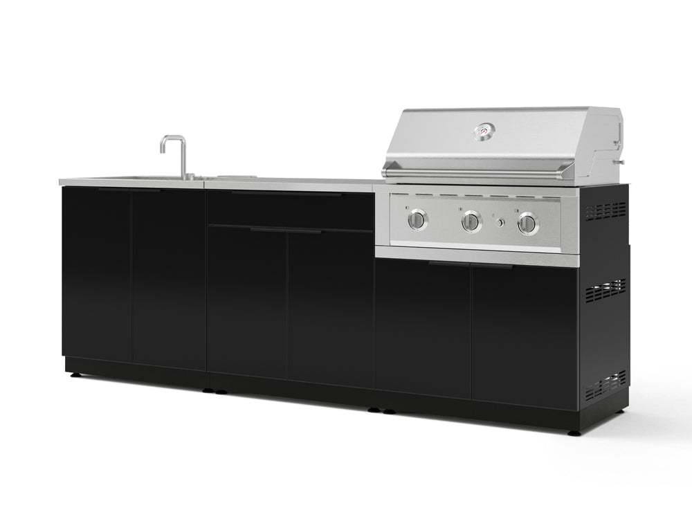 NewAge Outdoor Kitchens Aluminum 5-Piece Cabinet Set with Bar, Grill, Sink Cabinet, Performance Grill, and Countertop-67481-Garage Giant