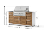 NewAge Outdoor Kitchens Outdoor Grill Island Stainless-Steel Louvered Doors 6-Piece Cabinet Set with 3 Drawers, Grill Cabinet, Platinum Grill and Dekton in Sirius Countertops - (Natural Gas) 