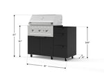 NewAge Outdoor Kitchens Outdoor Grill Island Stainless-Steel 3-Piece Cabinet Set with Casters and 3-Drawer, Grill Cabinet and Performance Grill - (Liquid Propane) 