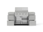 NewAge Outdoor Kitchens Outdoor Grill Island Stainless-Steel 6-Piece Cabinet Set with 3 Drawers, Grill Cabinet, Performance Grill and Dekton in Aeris Countertops - (Natural Gas) 
