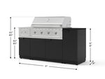 NewAge Outdoor Kitchens Outdoor Grill Island Stainless-Steel 6-Piece Cabinet Set with 1-Door, Grill Cabinet, Performance Grill, Side Burner and Dekton in Sirius Countertop - (Liquid Propane) 