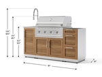 NewAge Outdoor Kitchens Outdoor Grill Island Stainless-Steel Louvered Doors 5-Piece Cabinet Set with Sink, 3 Drawer, Grill Cabinet, Performance Grill and Stainless Steel Countertop - (Natural Gas) 