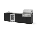 NewAge Outdoor Kitchens Stainless Steel 6-Piece Cabinet Set with Sink, Bar, Grill Cabinet, Platinum Grill, Countertop and Glass Door Fridge-71464-Garage Giant 