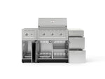 NewAge Outdoor Kitchens Outdoor Grill Island Stainless-Steel 6-Piece Cabinet Set with 3-Drawer, Grill Cabinet, Performance Grill, Side Burner and Dekton in Aeris Countertop - (Liquid Propane) 