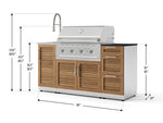 NewAge Outdoor Kitchens Outdoor Grill Island Stainless-Steel Louvered Doors 5-Piece Cabinet Set with Sink, 3 Drawer, Grill Cabinet, Performance Grill and Stainless Steel Countertop - (Natural Gas) 