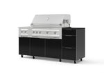 NewAge Outdoor Kitchens Outdoor Grill Island Aluminum 6-Piece Cabinet Set with Casters and 3-Drawer, Grill Cabinet, Platinum Grill, Dual Side Burner and Dekton in Sirius Countertop - (Liquid Propane) | Garage Giant 