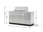 NewAge Outdoor Kitchens Outdoor Grill Island Stainless-Steel 6-Piece Cabinet Set with 3-Drawer, Grill Cabinet, Performance Grill, Side Burner and Dekton in Aeris Countertop - (Natural Gas) 