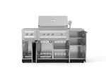 NewAge Outdoor Kitchens Outdoor Grill Island Stainless-Steel 6-Piece Cabinet Set with 1-Door, Grill Cabinet, Platinum Grill, Dual Side Burner and Countertop-74551-Garage Giant 