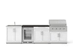NewAge Outdoor Kitchens Stainless Steel 6-Piece Cabinet Set with Sink, Bar, Grill Cabinet, Performance Grill, Countertop and Glass Door Fridge-73771-Garage Giant 