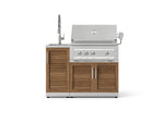NewAge Outdoor Kitchens Outdoor Grill Island Stainless-Steel Louvered Doors 3-Piece Cabinet Set with Sink, Grill Cabinet and Platinum Grill-75291-Garage Giant 