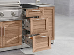 NewAge Outdoor Kitchens Outdoor Grill Island Stainless-Steel Louvered Doors 6-Piece Cabinet Set with 1 Door, 3 Drawer, Grill Cabinet, Platinum Grill and Dekton in Sirius Countertops - (Liquid Propane) 
