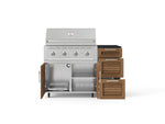 NewAge Outdoor Kitchens Outdoor Grill Island Stainless-Steel Louvered Doors 4-Piece Cabinet Set with Casters and 3-Drawer, Grill Cabinet, Performance Grill and Dekton in Sirius Countertop - (Liquid Propane)-95833-Garage Giant 