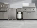 NewAge Outdoor Kitchens Outdoor Grill Island Stainless-Steel 5-Piece Cabinet Set with Casters and 3-Drawer, Grill Cabinet, Dual Side Burner and Platinum Grill - (Liquid Propane) 