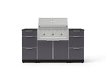 NewAge Outdoor Kitchens Outdoor Grill Island Aluminum 6-Piece Cabinet Set with 3 Drawers, Grill Cabinet, Performance Grill and Countertops - (Natural Gas) 