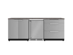 NewAge Outdoor Kitchens Stainless Steel 5-Piece Cabinet Set with 3-Drawer, 2-Door Cabinet, Countertops and Fridge-72122-Garage Giant 