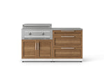 NewAge Outdoor Kitchens Stainless-Steel Louvered Doors 4-Piece Cabinet Set with 3 Drawer, Grill Cabinet, Platinum Griddle and Countertop-75148-Garage Giant 