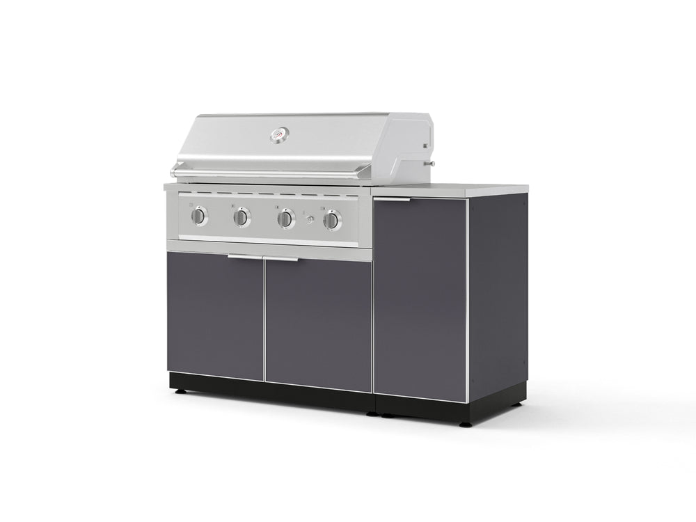 NewAge Outdoor Kitchens Outdoor Grill Island Aluminum 4-Piece Cabinet Set with 1 Door, Grill Cabinet, Performance Grill and Countertop-73877-Garage Giant