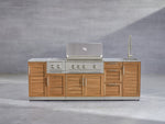 NewAge Outdoor Kitchens Outdoor Grill Island Stainless-Steel Louvered Doors 6-Piece Cabinet Set with 3 Drawers, Grill Cabinet, Platinum Grill and Countertops-74745-Garage Giant 