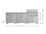 NewAge Outdoor Kitchens Stainless Steel 5-Piece Cabinet Set with Casters and 3 Drawer, Bar, Grill Cabinet, Performance Grill, Countertop-72652-Garage Giant 