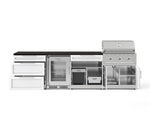 NewAge Outdoor Kitchens Stainless Steel 7-Piece Cabinet Set with 3-Drawer, Bar, Grill Cabinet, Performance Grill, Countertops, and Glass Door Fridge-73626-Garage Giant 