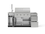 NewAge Outdoor Kitchens Outdoor Grill Island Stainless-Steel 5-Piece Cabinet Set with Sink, 3 Drawer, Grill Cabinet, Performance Grill and Stainless Steel Countertop - (Liquid Propane) 