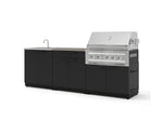 NewAge Outdoor Kitchens Stainless-Steel 5-Piece Cabinet Set with Bar, Sink, Grill Cabinet, Platinum Grill, and Countertop-73430-Garage Giant 