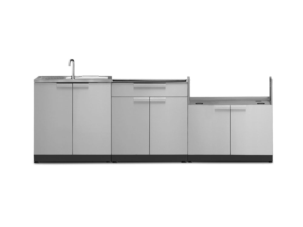 NewAge Outdoor Kitchens Stainless-Steel 3-Piece Cabinet Set with Sink, Bar and Grill Cabinet-67218-Garage Giant