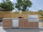 NewAge Outdoor Kitchens Stainless Steel 7-Piece Cabinet Set with 3-Drawer, Bar, Grill Cabinet, Performance Grill, Countertops and Fridge-67893-Garage Giant 