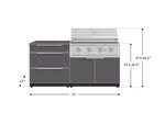NewAge Outdoor Kitchens Aluminum 4-Piece Cabinet Set with 3 Drawer, Grill Cabinet, Performance Grill, and Countertop-71651-Garage Giant 