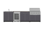 NewAge Outdoor Kitchens Aluminum 6-Piece Cabinet Set with Sink, Bar, Grill Cabinet, Performance Grill, Countertop and Fridge-72055-Garage Giant 