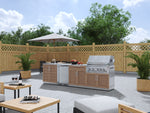NewAge Outdoor Kitchens Stainless Steel 6-Piece Cabinet Set with Sink, Bar, Grill Cabinet, Platinum Grill, Countertop and Fridge-66380-Garage Giant 