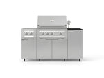 NewAge Outdoor Kitchens Outdoor Grill Island Stainless-Steel 6-Piece Cabinet Set with Casters and 1-Door, Grill Cabinet, Platinum Grill, Dual Side Burner and Dekton in Sirius Countertop - (Liquid Propane) 