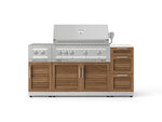 NewAge Outdoor Kitchens Outdoor Grill Island Stainless-Steel Louvered Doors 6-Piece Cabinet Set with 3-Drawer, Grill Cabinet, Platinum Grill, Dual Side Burner and Dekton in Aeris Countertop - (Natural Gas) 