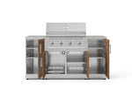 NewAge Outdoor Kitchens Outdoor Grill Island Stainless-Steel Louvered Doors 6-Piece Cabinet Set with 1 Door, Grill Cabinet, Performance Grill and Countertops 