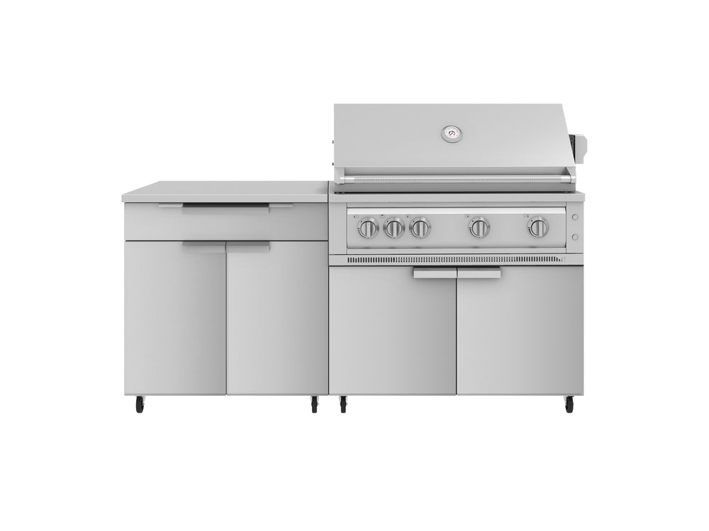 NewAge Outdoor Kitchens Stainless Steel 4-Piece Cabinet Set with Caster and Bar, Grill Cabinet, Performance Grill, and Countertop-72425-Garage Giant