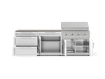 NewAge Outdoor Kitchens Stainless-Steel 5-Piece Cabinet Set with 3-Drawer, Bar, Grill Cabinet, Performance Grill and Countertop-73365-Garage Giant 