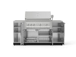 NewAge Outdoor Kitchens Outdoor Grill Island Stainless-Steel 6-Piece Cabinet Set with 1 Door, Grill Cabinet, Platinum Grill and Countertops-74622-Garage Giant 