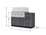 NewAge Outdoor Kitchens Outdoor Grill Island Aluminum 4-Piece Cabinet Set with 3-Drawer, Grill Cabinet, Performance Grill and Countertop - (Natural Gas) 